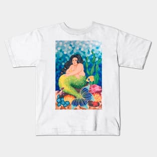 Halelehua Mermaid Hawaiian Goddess Kids T-Shirt